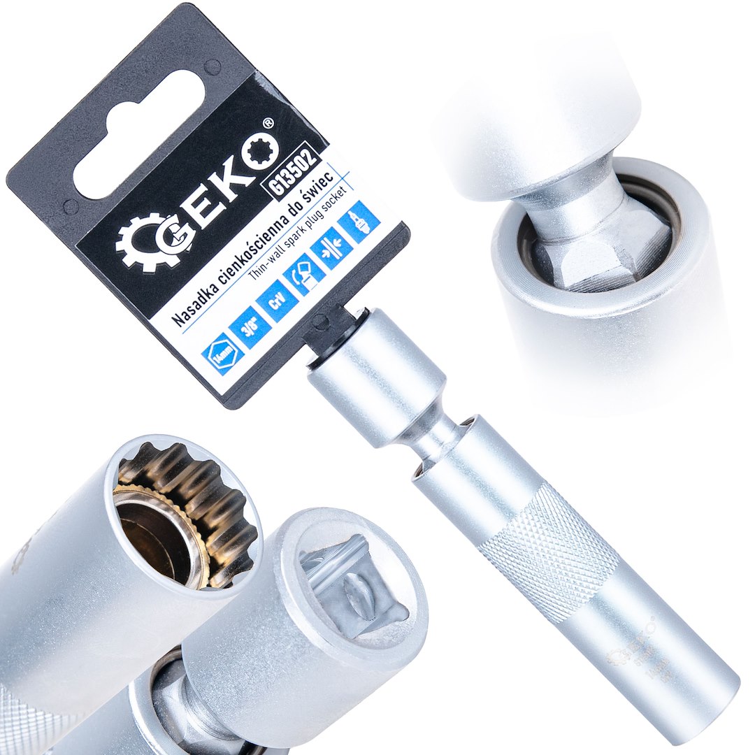 Nasadka cienkościenna z przegubem do świec 14mm 3/8″ CrV (100)