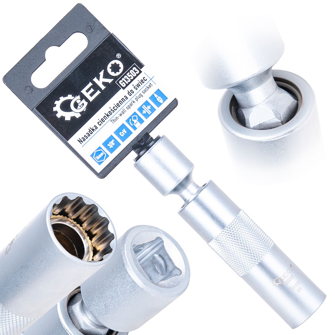 Nasadka cienkościenna z przegubem do świec 16mm 3/8″ CrV (100)