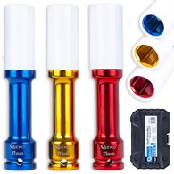 Long alloy rim impact socket set 17mm 19mm 21mm