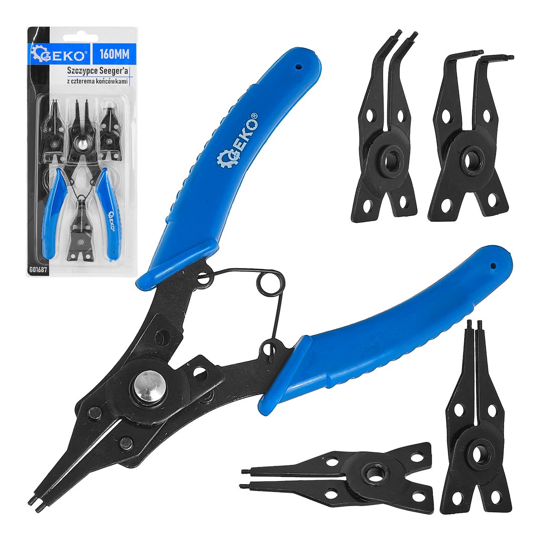Szczypce Seeger’a z czterema wymiennymi końcówkami 160mm (12/60)