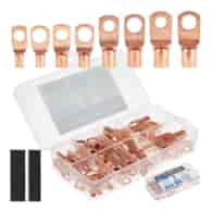 Copper non insulated terminal connector kit with sleeves 140pcs