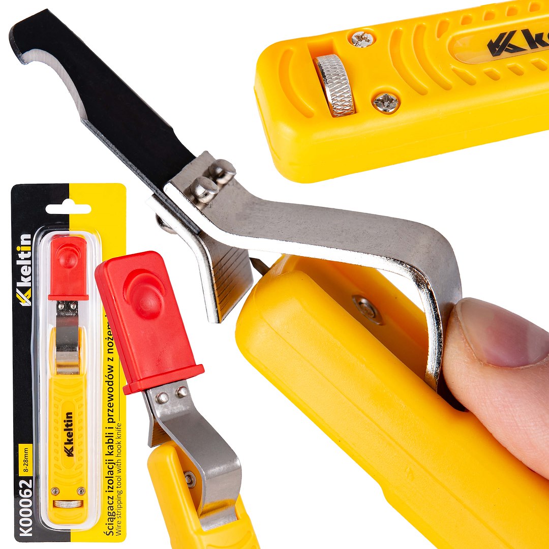 Ściągacz izolacji kabli i przewodów z nożem hakowym 8-28mm (100)
