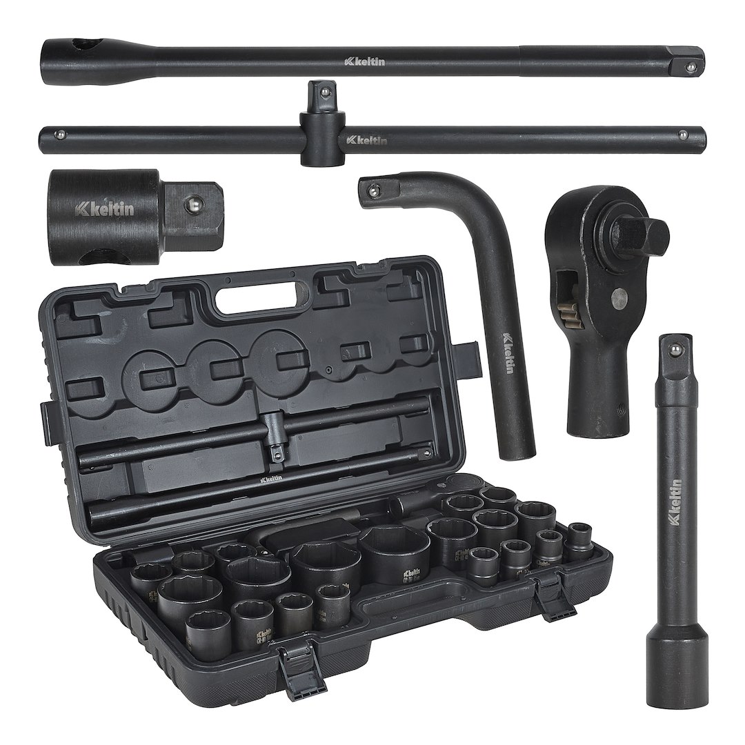 Zestaw kluczy nasadowych udarowych 26el. 3/4″/1″ 12-kąt/6-kąt 17-65mm (1)