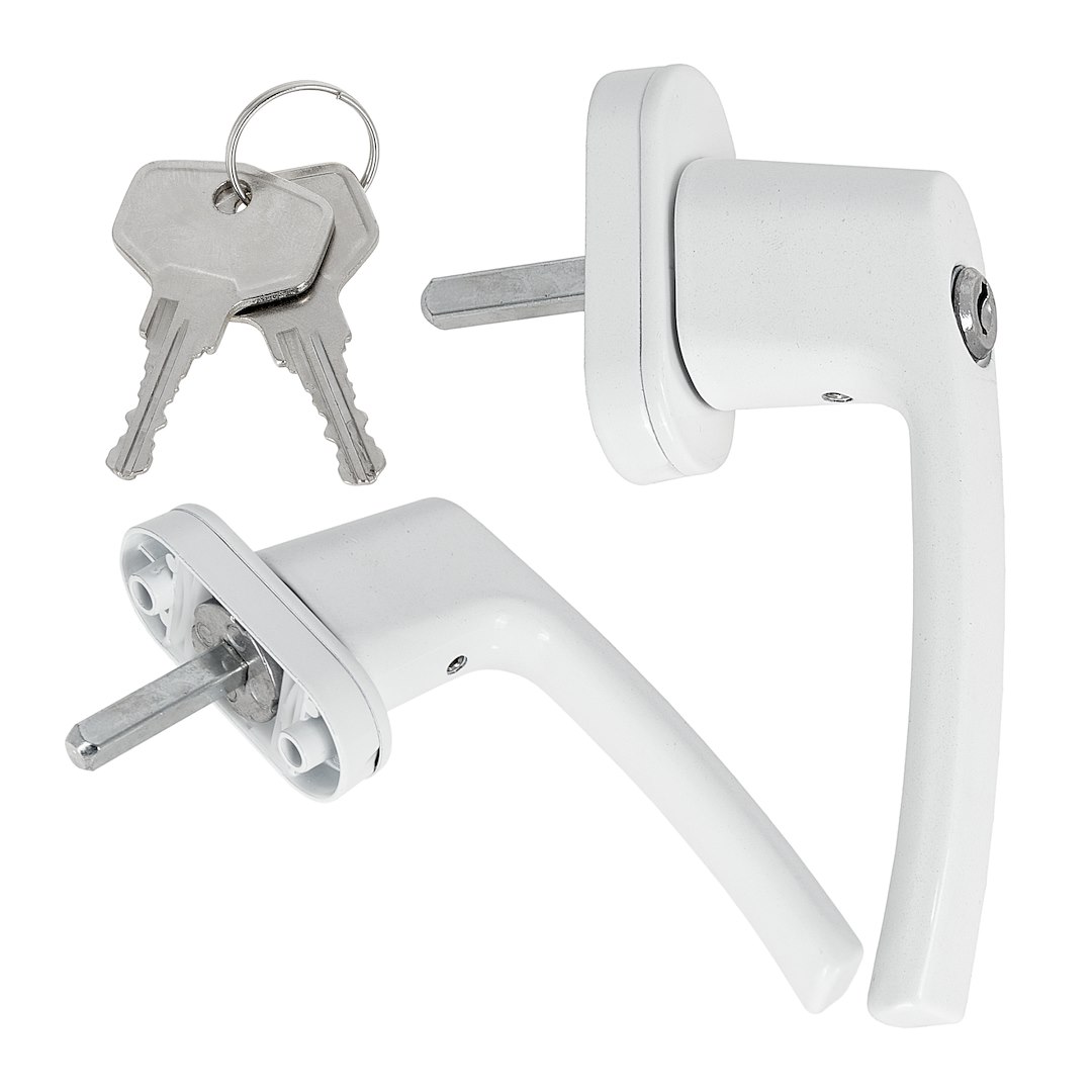 Klamka aluminiowa okienna z zamkiem na kluczyk (100)