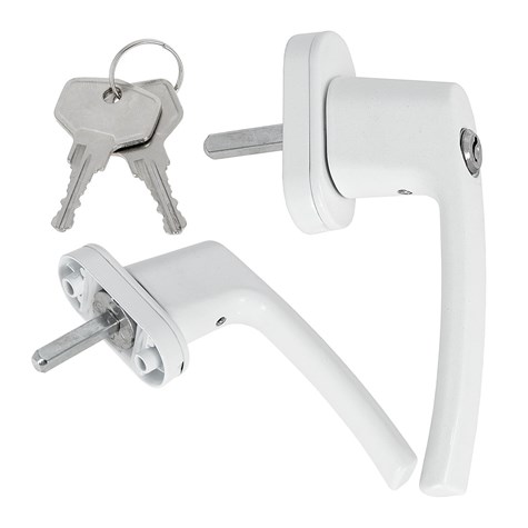 Klamka aluminiowa okienna z zamkiem na kluczyk (100)