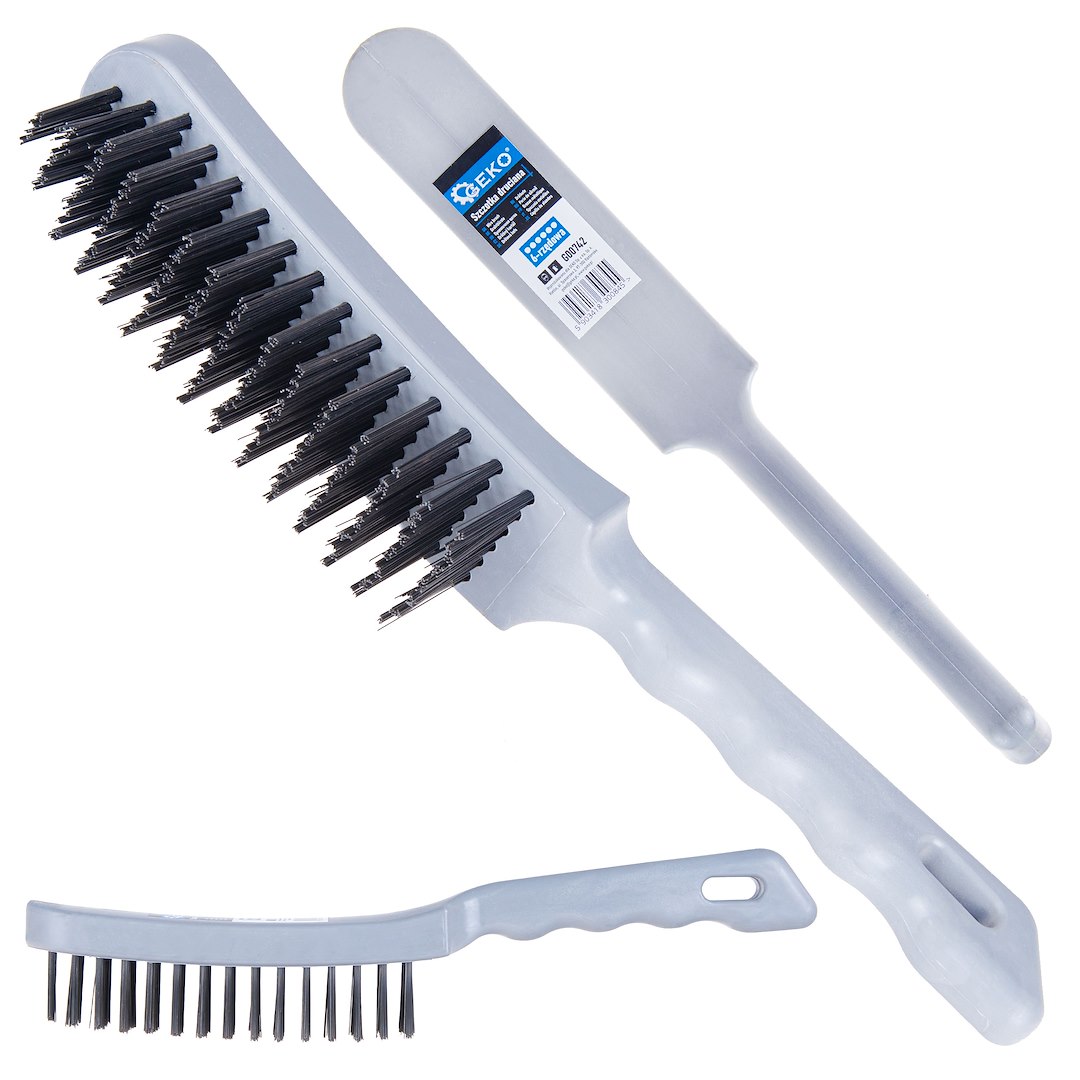 Wire brush plastic handle with 6 rows wires