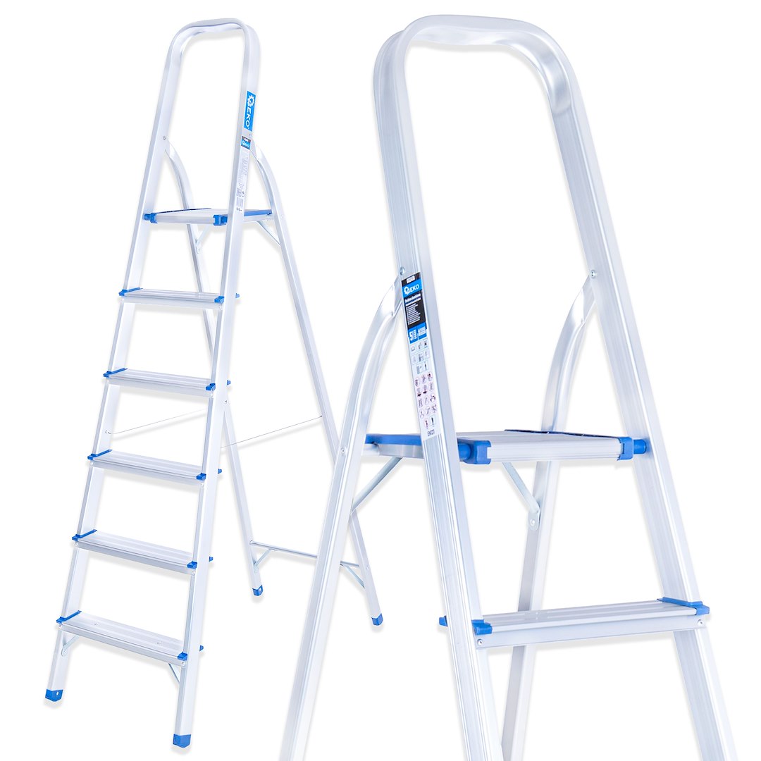 Aluminum 6-step household ladder 150kg
