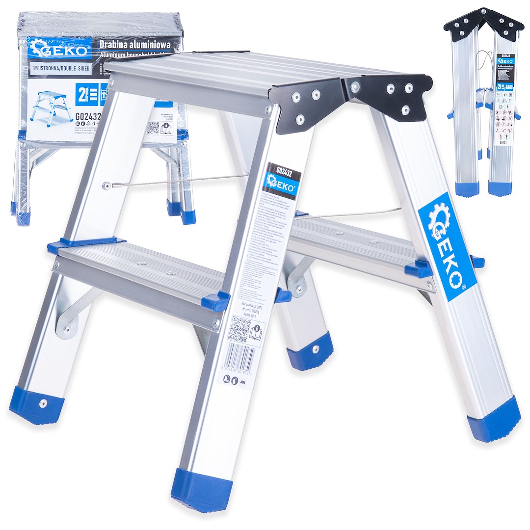 Aluminum 2-step double-sided ladder 150kg