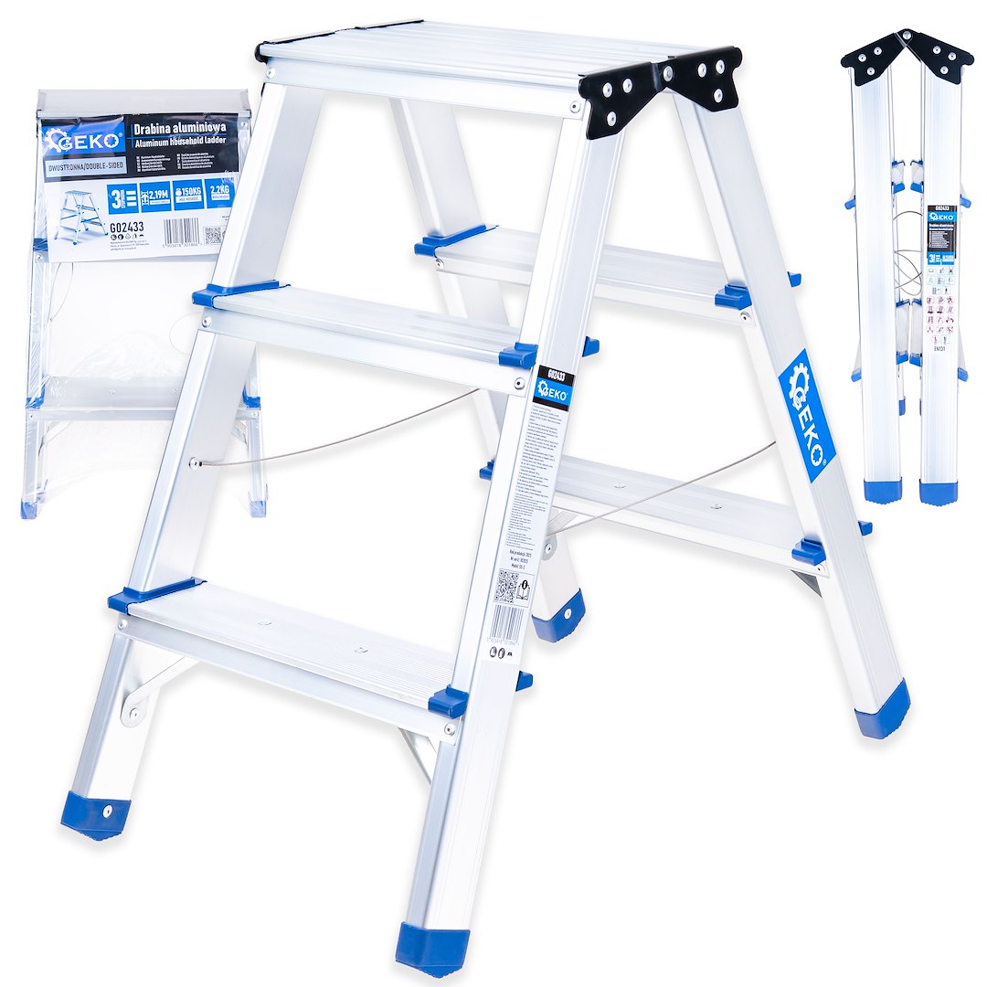 Aluminum 3-step double-sided ladder 150kg