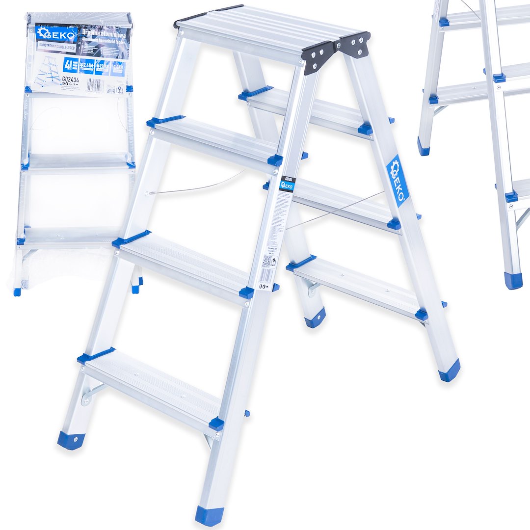 Aluminum 4-step double-sided ladder 150kg