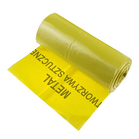 Worki na śmieci TWORZYWA SZTUCZNE I METALE BARDZO MOCNE 120L (rolka 10 szt) - żółte