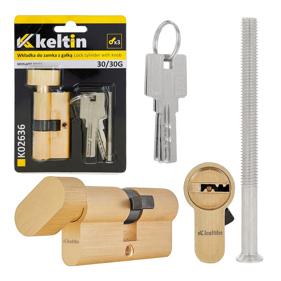 Lock cylinder insert with knob 30/30k (brass color)
