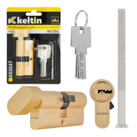 Lock cylinder insert with knob 30/35k (brass color)