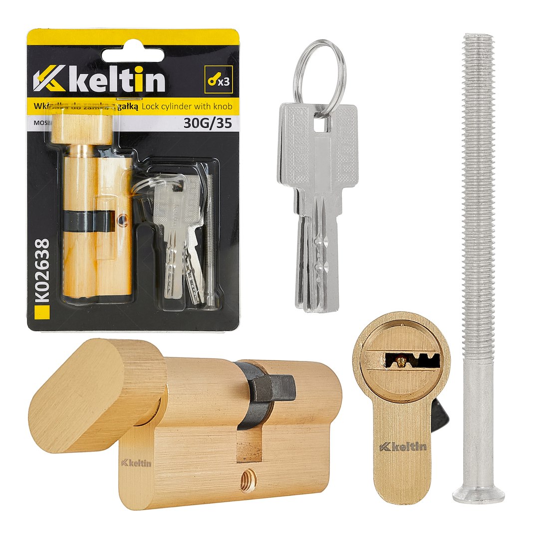 Lock cylinder insert with knob 30k/35 (brass color)