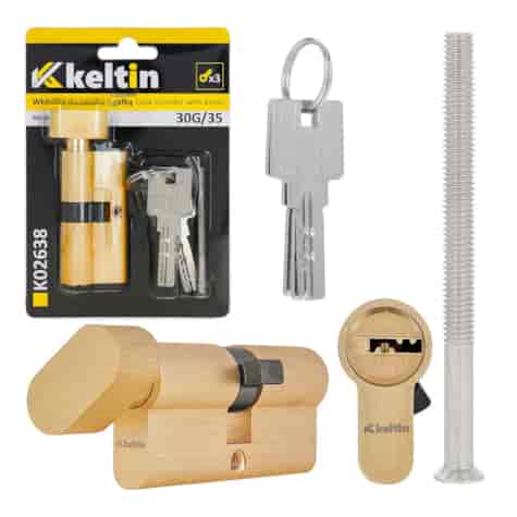 Lock cylinder insert with knob 30k/35 (brass color)