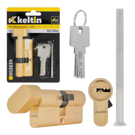 Lock cylinder insert with knob 30/40k (brass color)