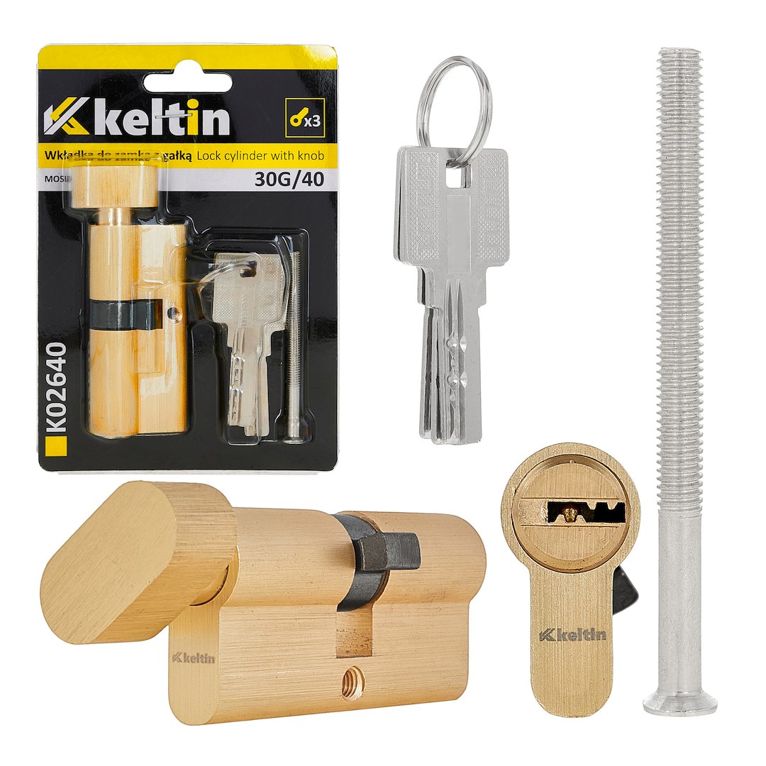 Lock cylinder insert with knob 30k/40 (brass color)