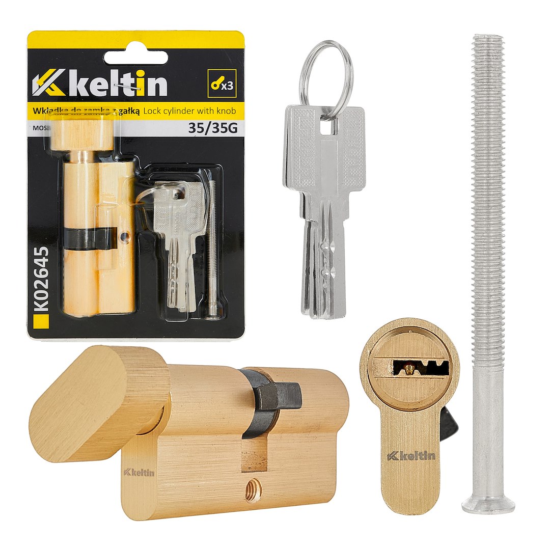 Lock cylinder insert with knob 35/35k (brass color)