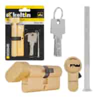 Lock cylinder insert with knob 35k/45 (brass color)