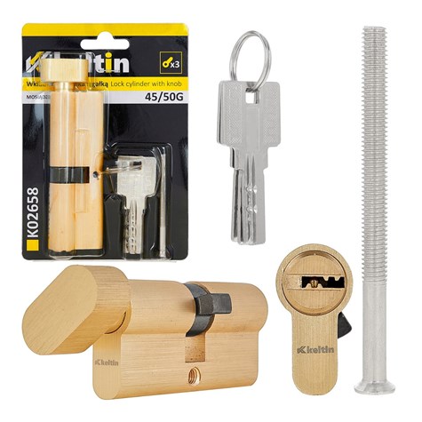 Lock cylinder insert with knob 45/50k (brass color)
