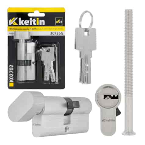 Lock cylinder insert with knob 30/35k (nickel color)