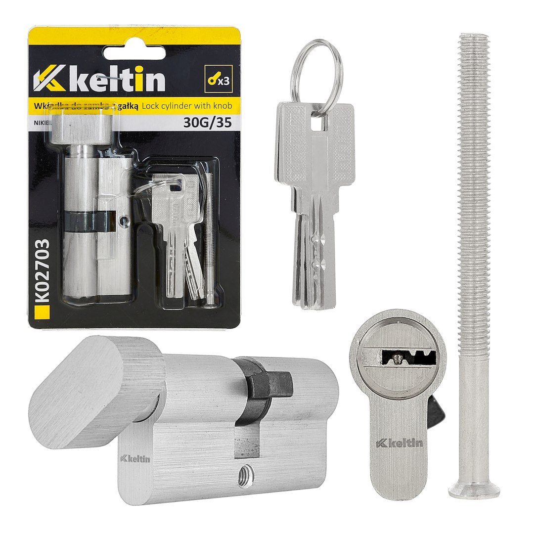 Lock cylinder insert with knob 30k/35 (nickel color)