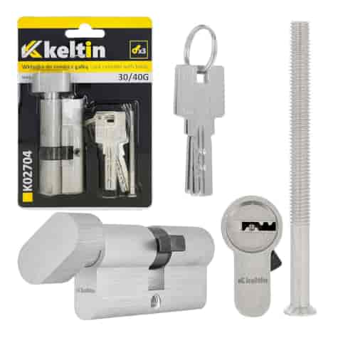 Lock cylinder insert with knob 30/40k (nickel color)