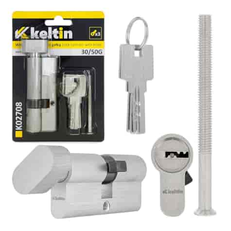 Lock cylinder insert with knob 30/50k (nickel color)