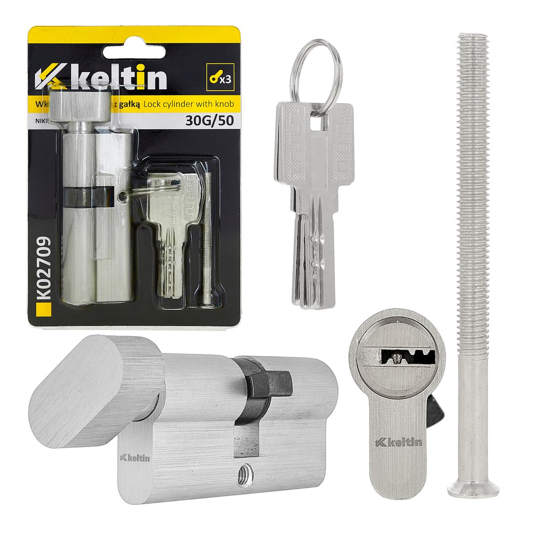 Lock cylinder insert with knob 30k/50 (nickel color)