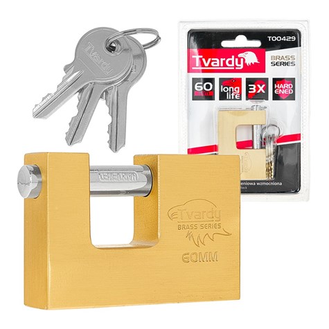 Brass hardened sliding pin padlock 60mm BRASS-SERIES