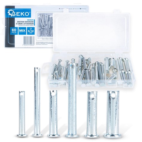 Zestaw sworzni z łbem i otworem 60el. (20)