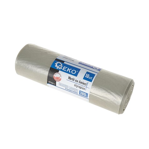 Worki na śmieci styropian BARDZO MOCNE 380L (rolka 10szt) - transparentne