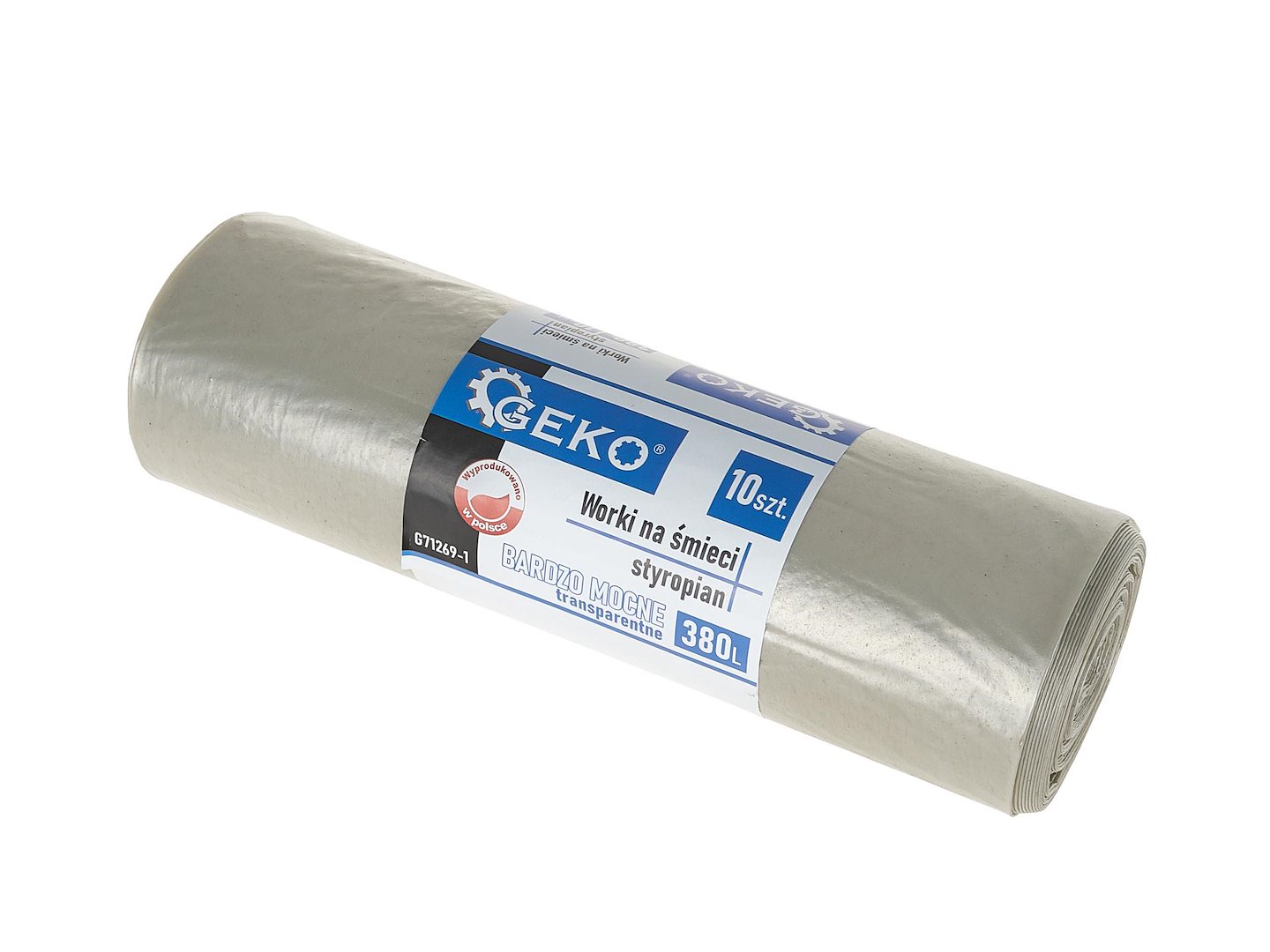 Worki na śmieci styropian BARDZO MOCNE 380L (rolka 10szt) - transparentne