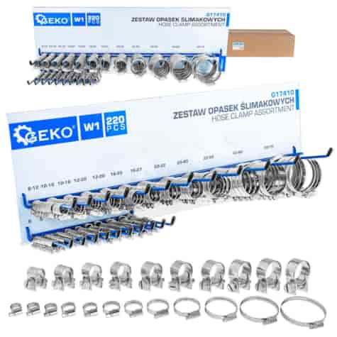 220-Piece Hose Clamp Assortment with Stand