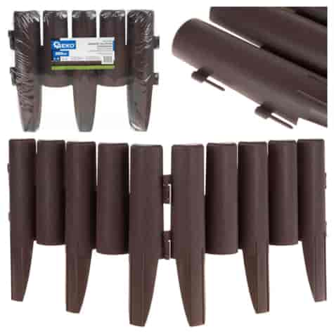 Garden Edging – Lawn Border Palisade, 2.5m Set – Brown