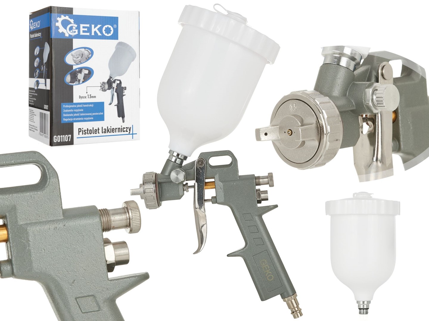 Spray gun HVLP 500ml GEKO with aluminium tank