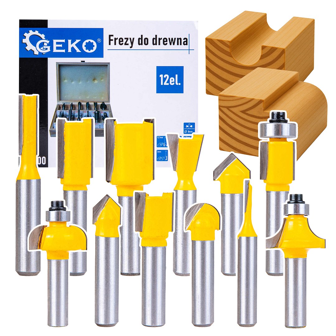 Router Bits Shank 8mm 12pcs