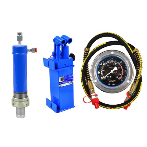 20 Ton Shop Press Kit: Cylinder, 2-Speed Pump, Gauge with Hose