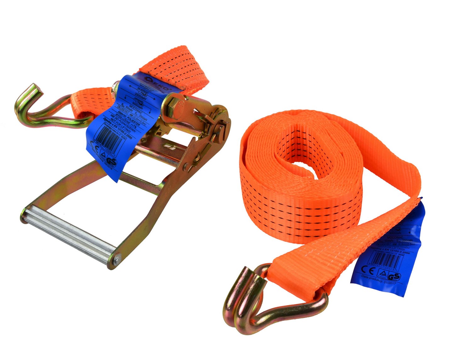 Ratchet Tie Down Strap with J Hooks 6m/5T/50mm