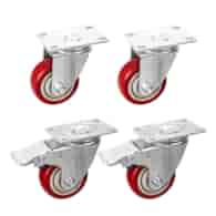 Set of 4 swivel caster wheels 75mm 100kg – 2 with brake and 2 without brake