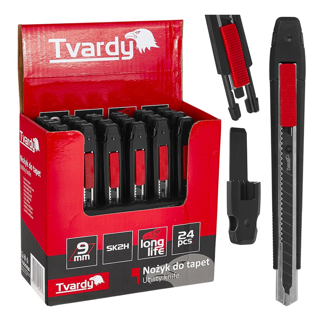 Utility knife 80x9x0.4mm SK2H TVARDY – display box