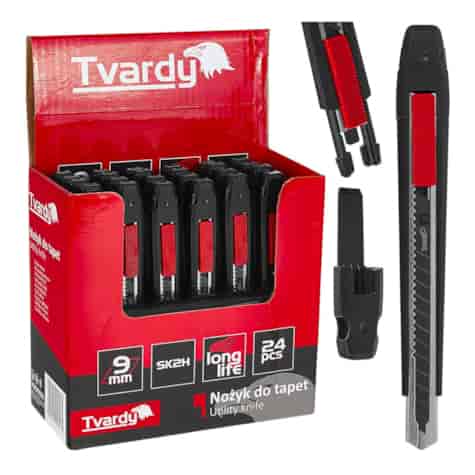 Nożyk do tapet 80x9x0.4mm SK2H TVARDY – kartonik wystawowy (24/96)