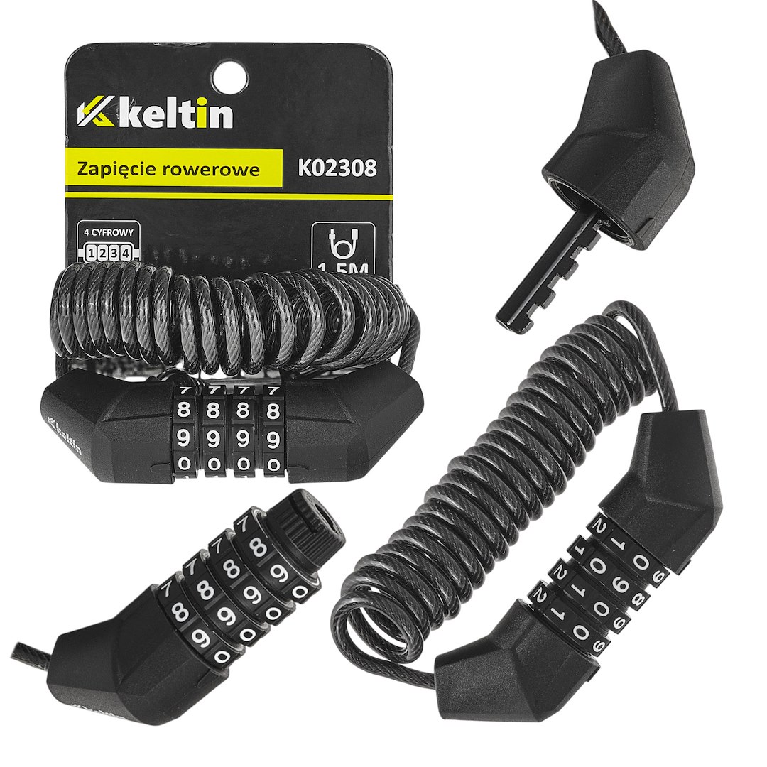 Bicycle cable lock with 4-digit combination 1,5m