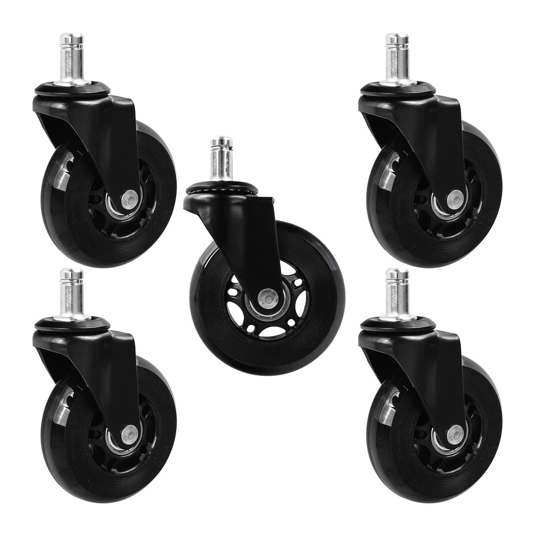 Rubber chair caster wheels black 75mm 45kg –5pcs