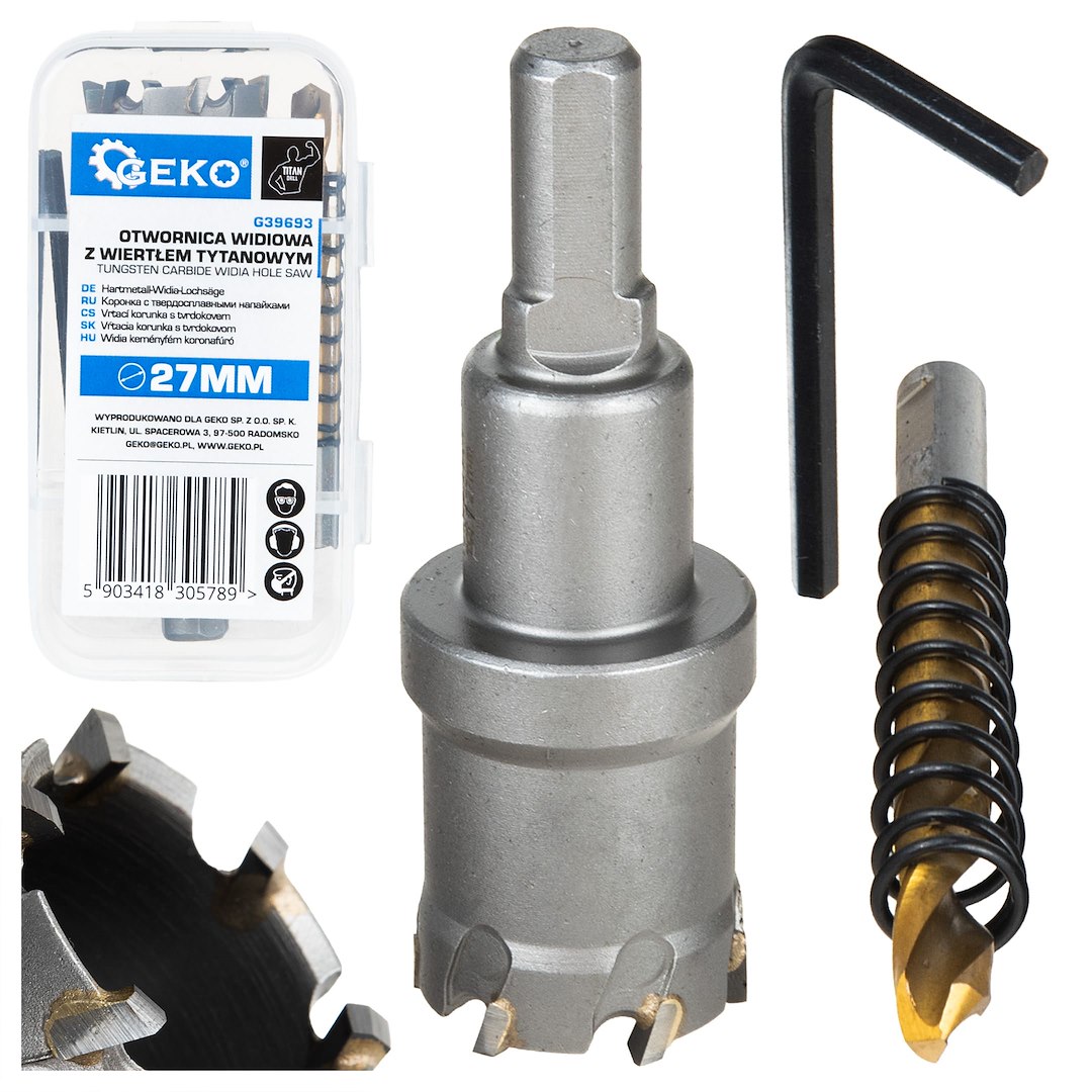 Tungsten carbide widia hole saw – 27mm with titanium drill