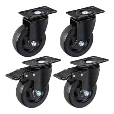 Set of 4 swivel caster wheels 100mm 120kg – 2 with brake and 2 without brake