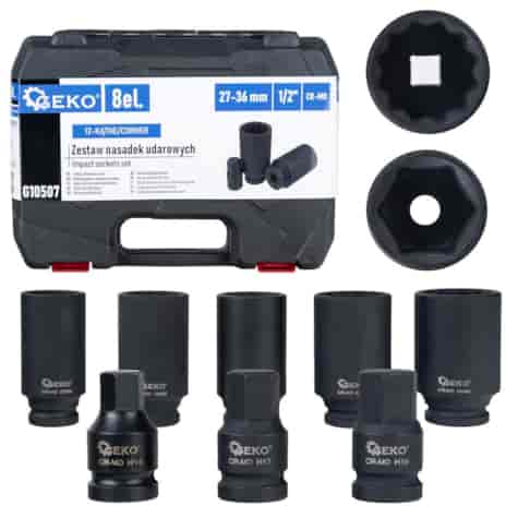 8pcs 1/2  12pt impact sockets set