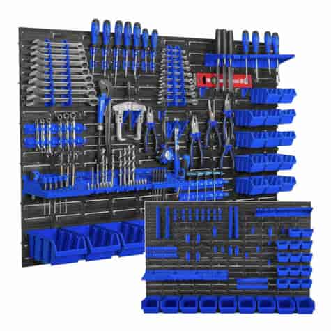 Tablica warsztatowa na narzędzia – zestaw 4 paneli 1152×780mm + 65 akcesoriów (1)