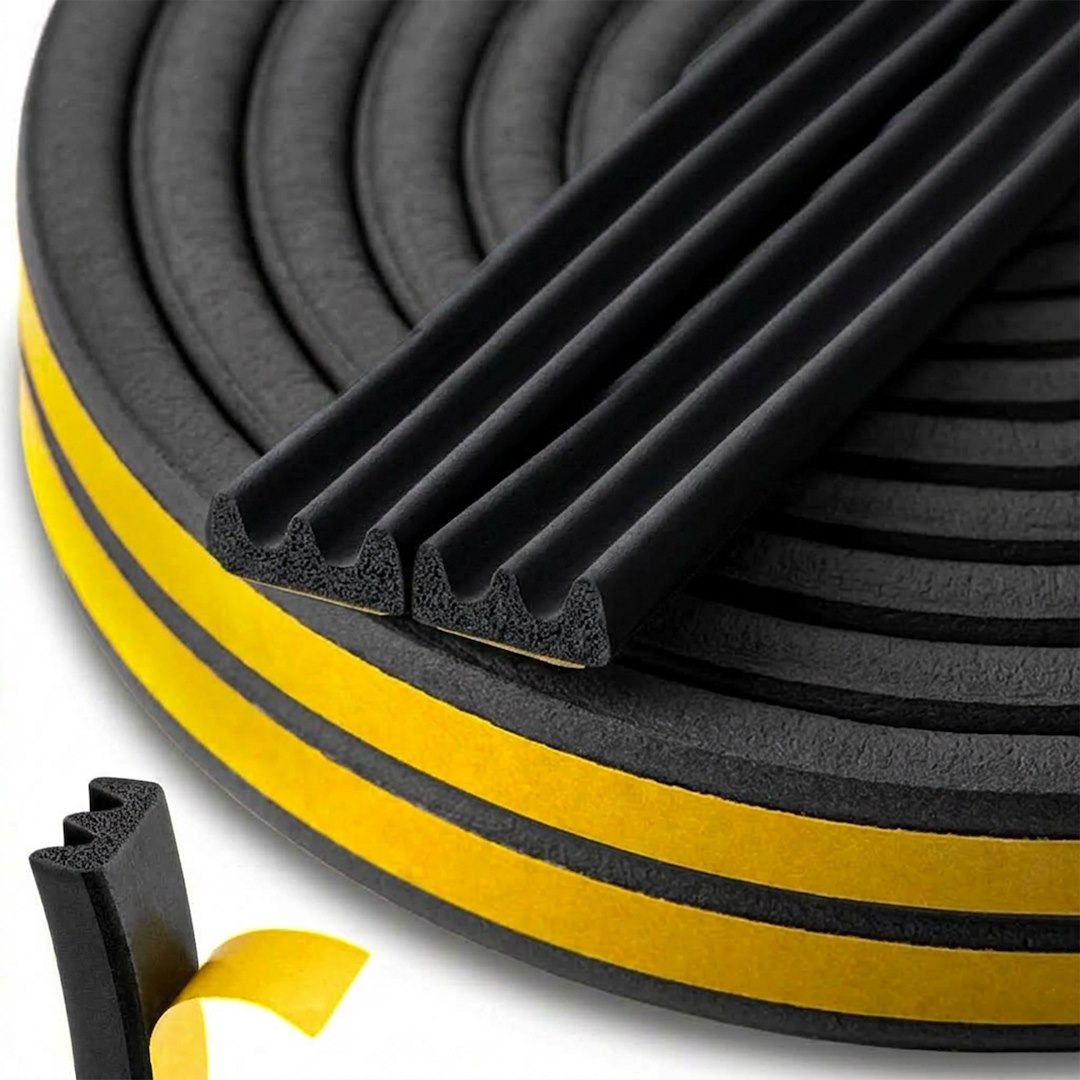 Pašlīmējošs loga un durvju hermētisks blīvējums EPDM tips E 9x4mm 150m /melns
