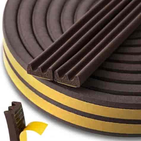 Self-adhesive seal for windows and doors EPDM type E 9x4mm 150m /brown